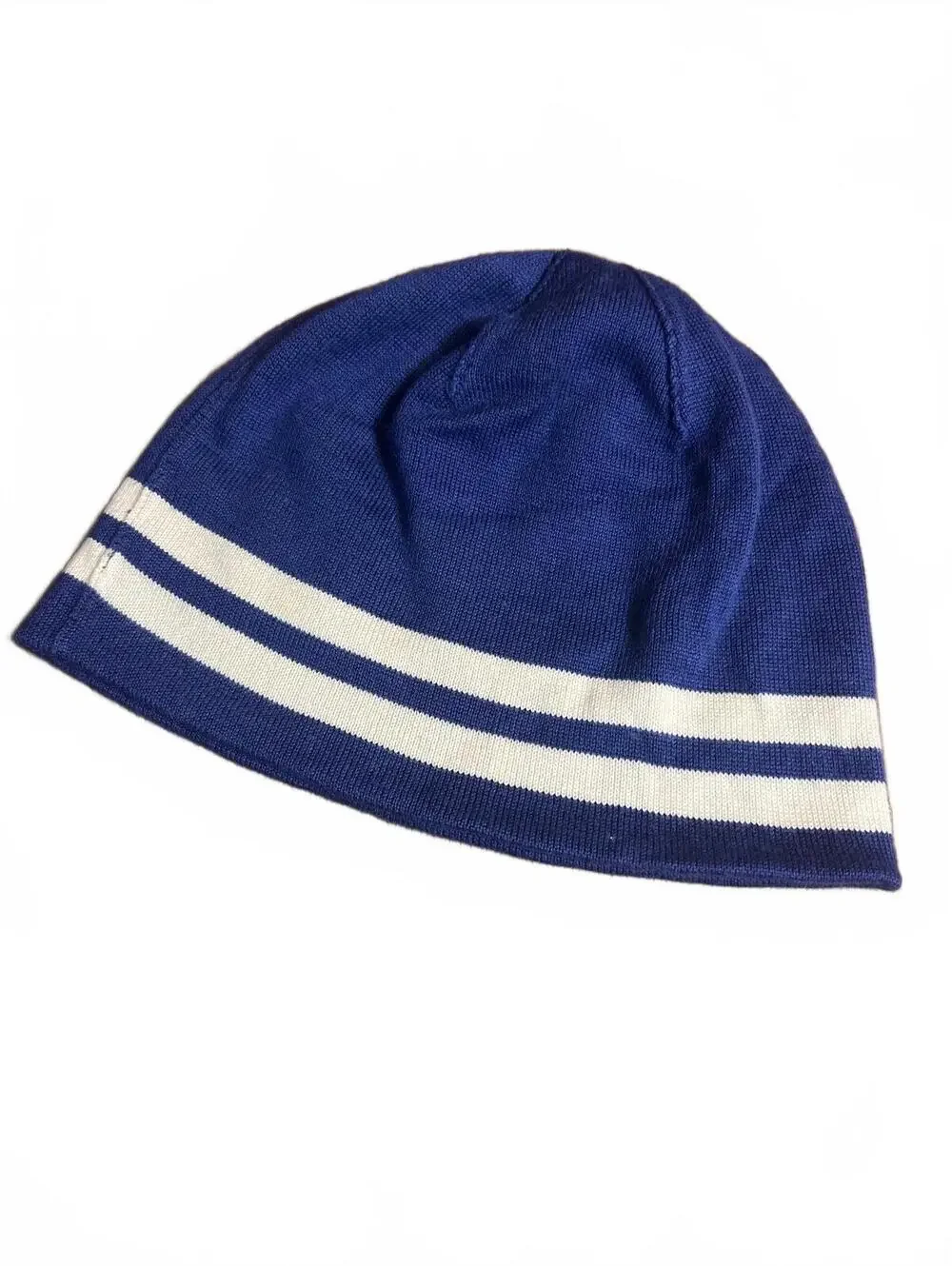 Ralph Lauren Rugby Blue & White Striped Beanie Hat Y2K